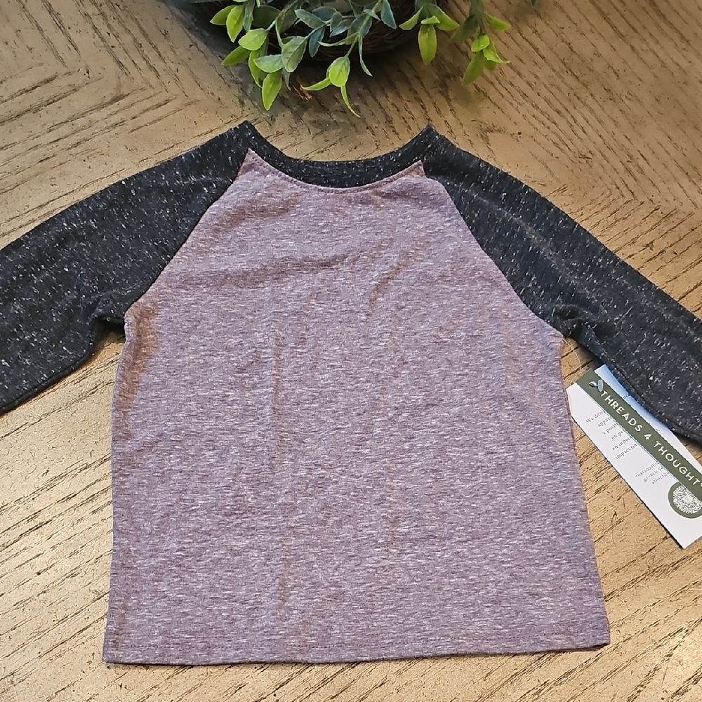 Threads 4 Thought Kids Raglan Tee - Heathered Gray and Charcoal 2T NWT